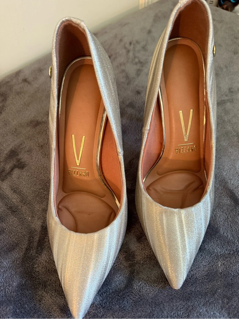 Vizzano Silver Metallic Pointed Stiletto Pumps